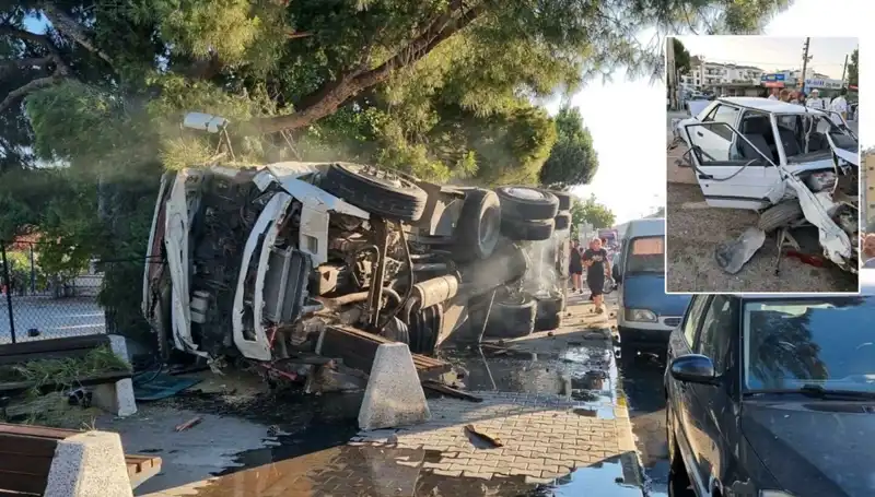 Freni Patlayan Kamyon, Bekleyen Araçlara Çarptı: O Anlar Kamerada